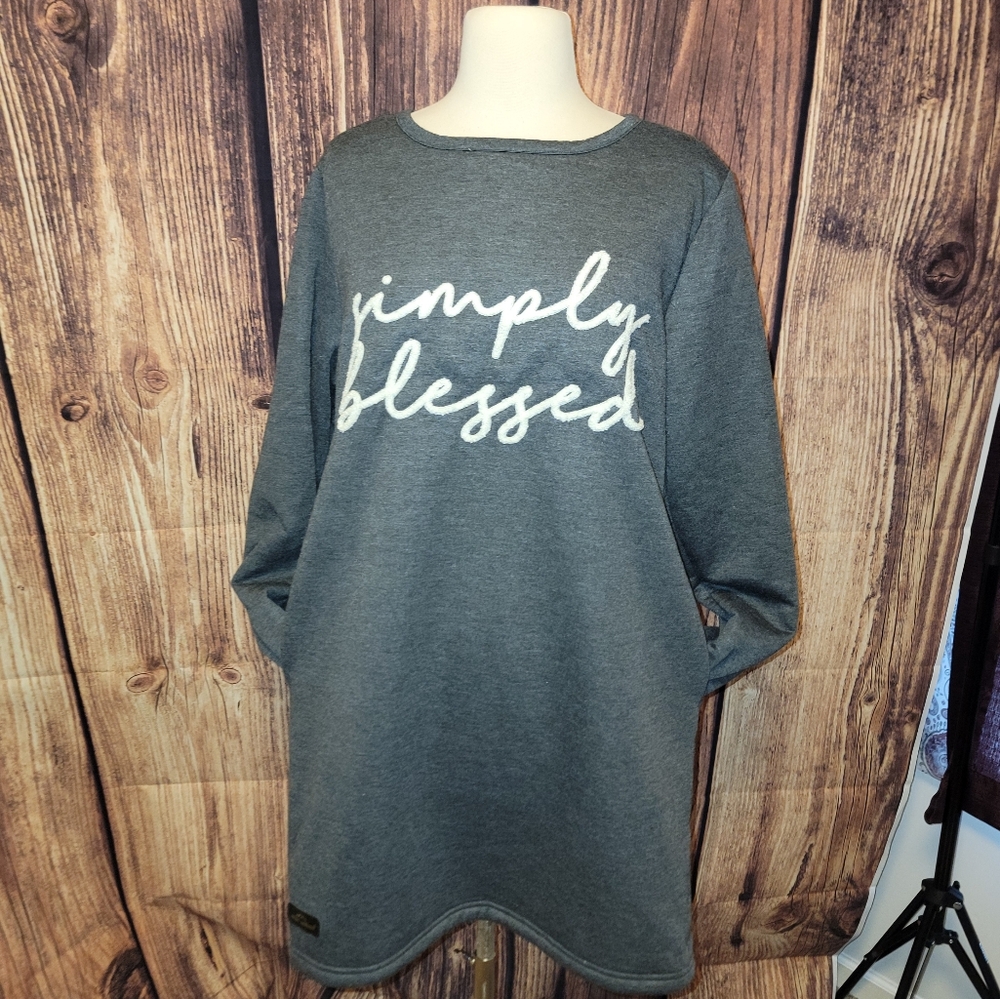 Simply Southern Sweatshirt Dress Size M Gray/Cream